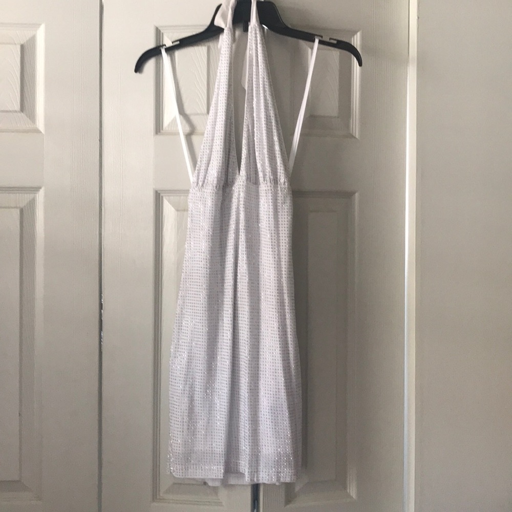 White and silver Bebe dress
